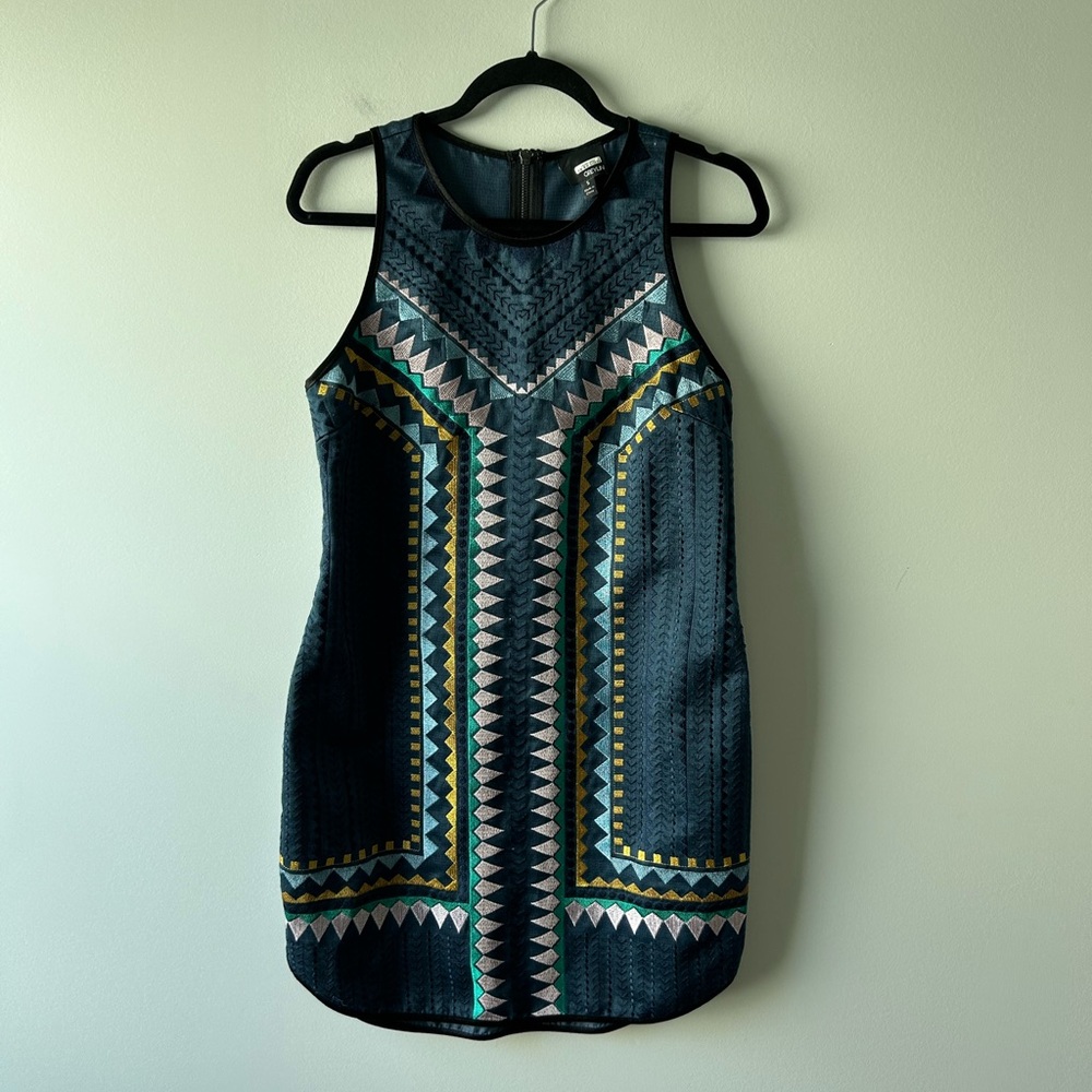 Greylin navy blue embroidered sleeveless dress